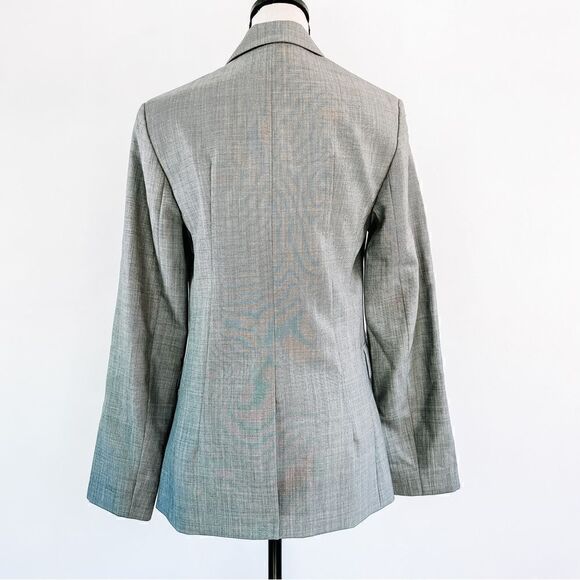 Nili Lotan Gray Classon Sharkskin Single Breasted Wool Jacket Blazer Sz 6 - Picture 5 of 13